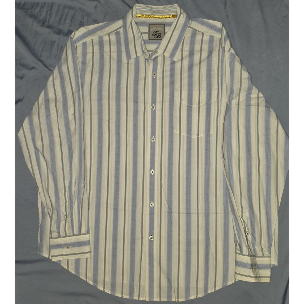 Tommy Bahama Denim Button‎ up Striped Shirt Men's XXL  100% Cotton